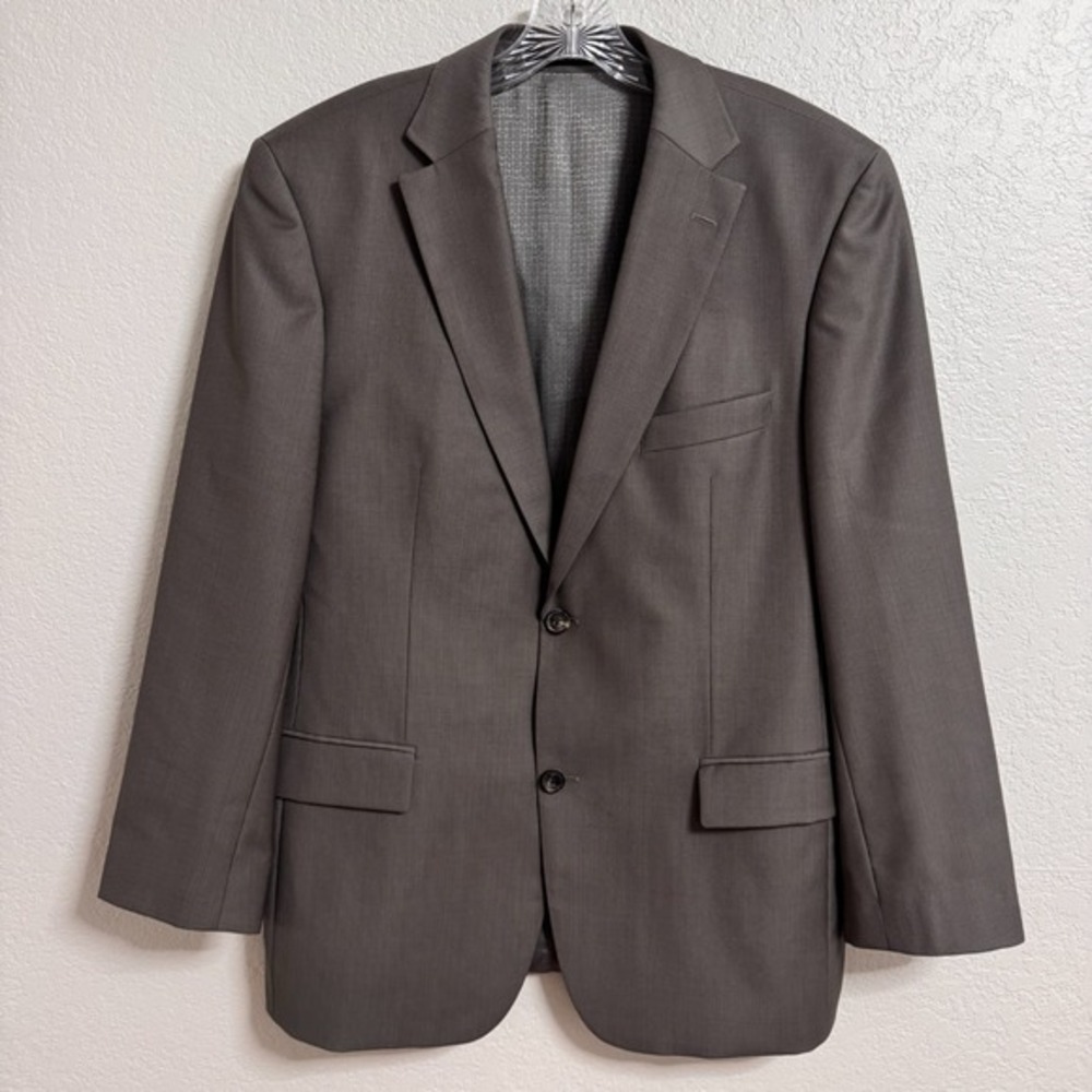 Hugo Boss Blazer Men 42R Taupe Virgin Wool Lanificio Tesse Italian Sport Coat